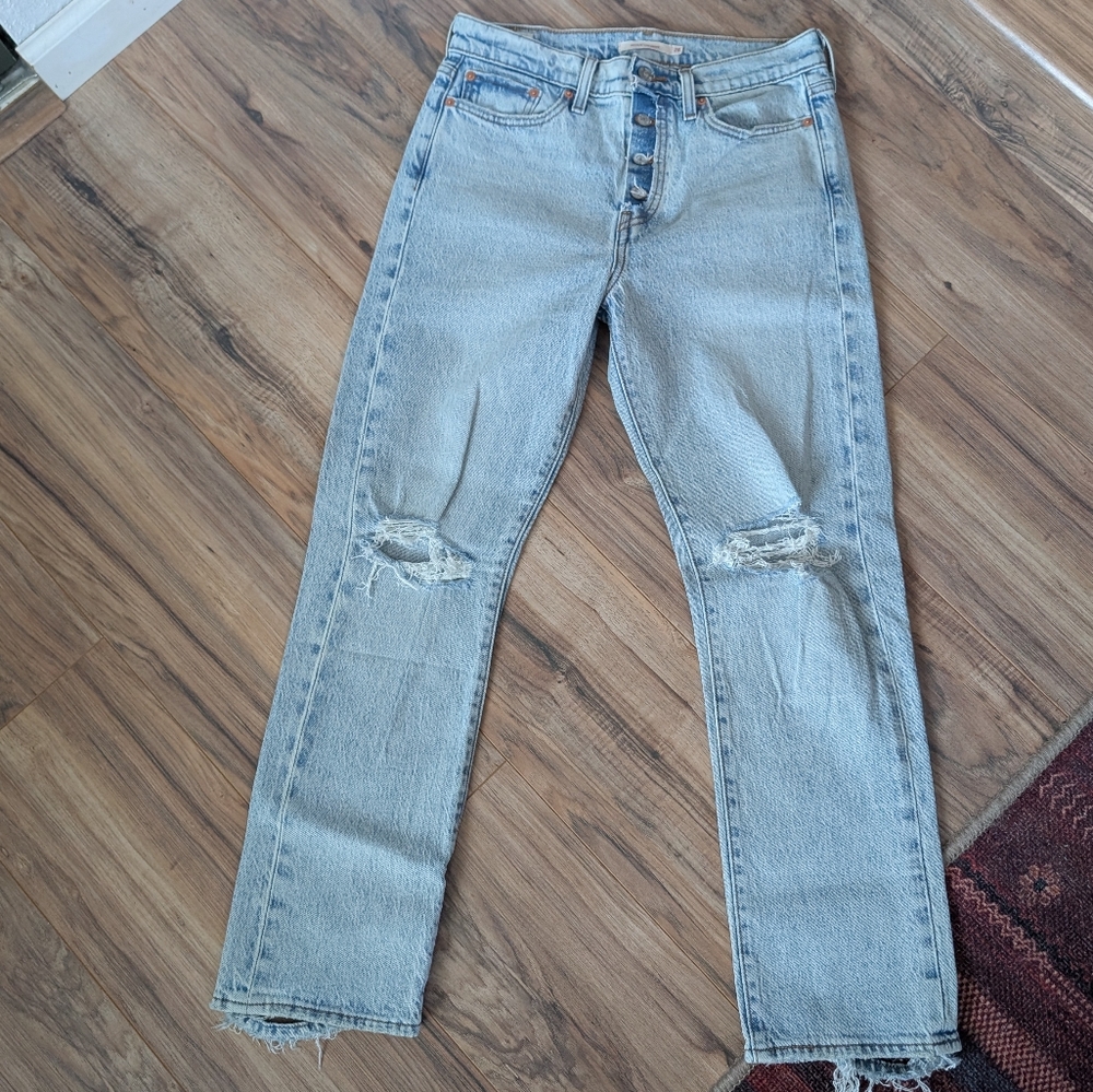 Levis Wedgie Distressed Button Fly Jean